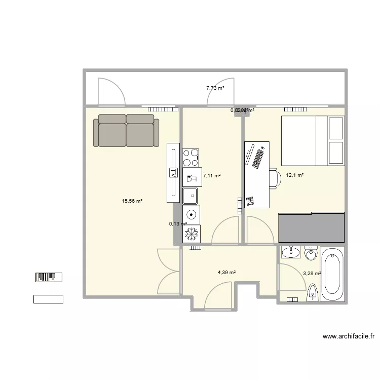 PAr&iacute;s. Floor plan with 9  and 50 m²