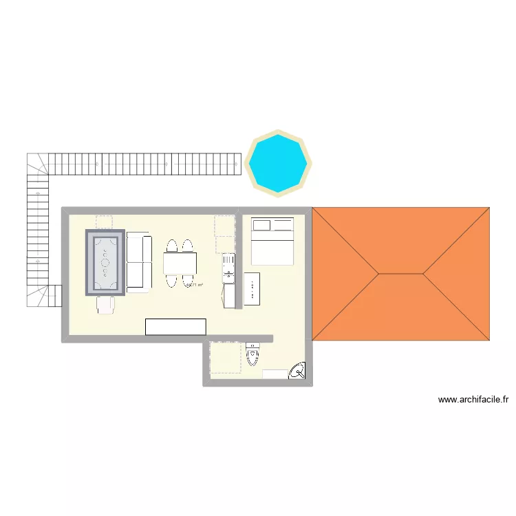 Cabaña N°1. Floor plan with Cabaña N°1. Floor plan with