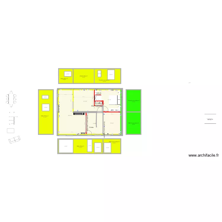 DSFA RDC cloisons internes et p&eacute;riph&eacute;riques v3. Floor plan with 