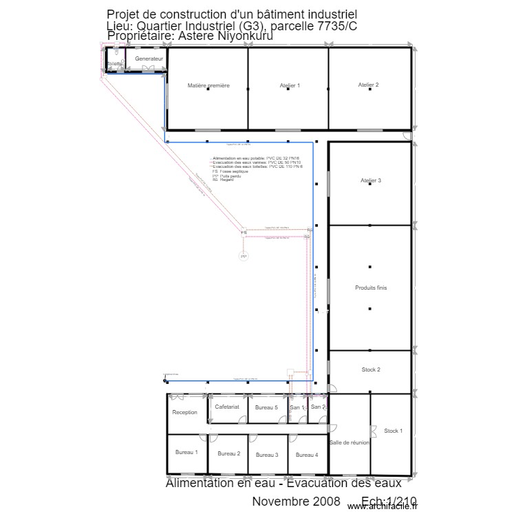 plan plomberie A4. Floor plan with 0 room and 0 m2