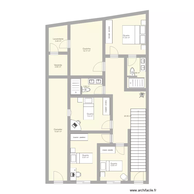 Gremio 16 piso 1. Floor plan with 