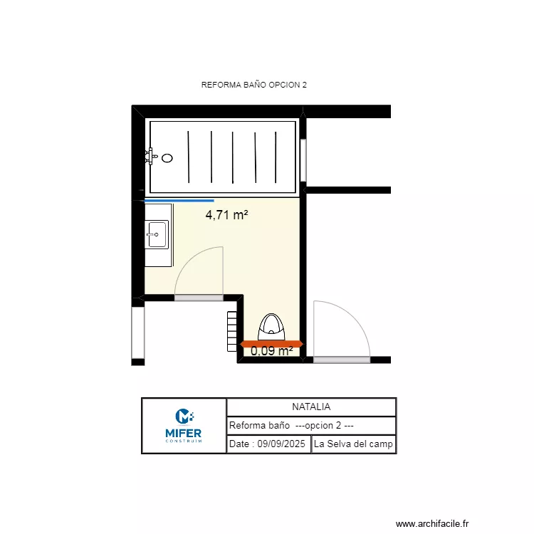 NATALIA REFORMA BA&Ntilde;O OPCION 2. Floor plan with 