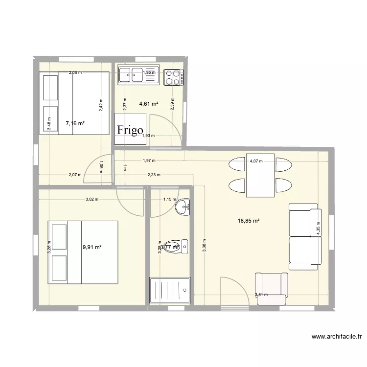 Piegeon 3&4_2. Floor plan with 5  and 44 m²