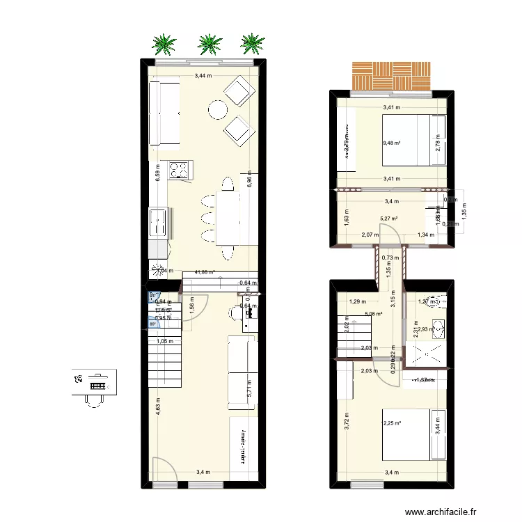 3 Ring Terrace A. Floor plan with 7  and 78 m²