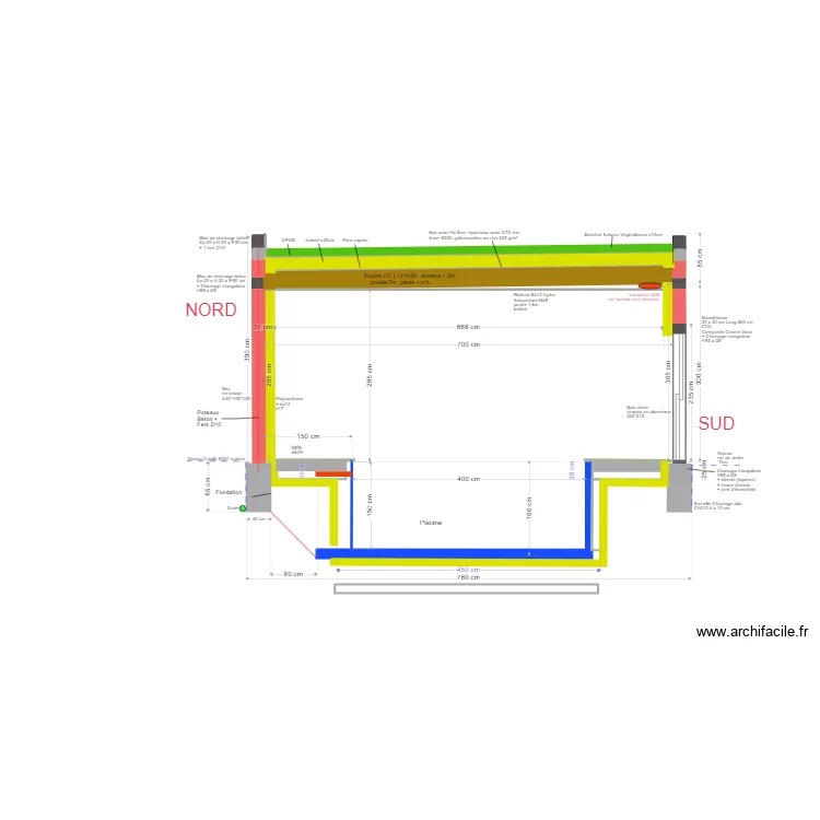 piscine coupe nord-sud acier v1. Floor plan with piscine coupe nord-sud acier v1. Floor plan with