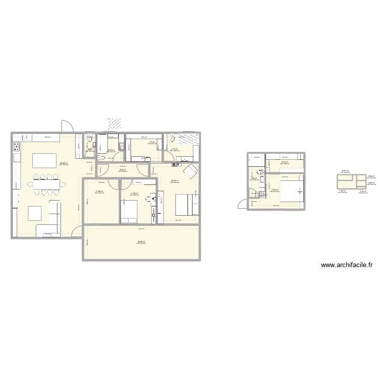 Casa container 1 solo piso. Floor plan with 18 rooms and 174 m²