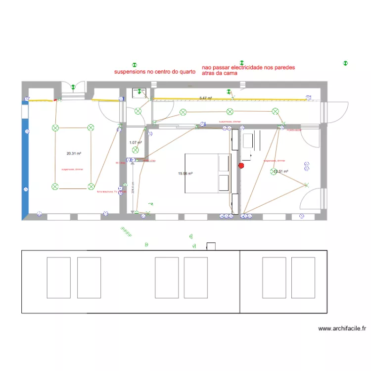 nos chambres facade &eacute;troit haut et proche. Floor plan with 