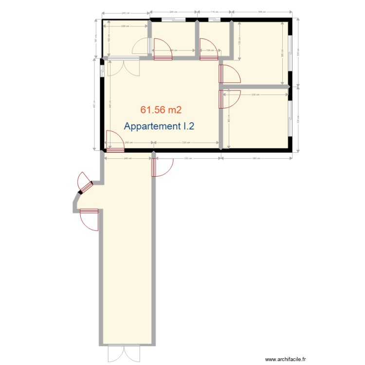Superficie appartement I2. Floor plan with 0 room and 0 m2