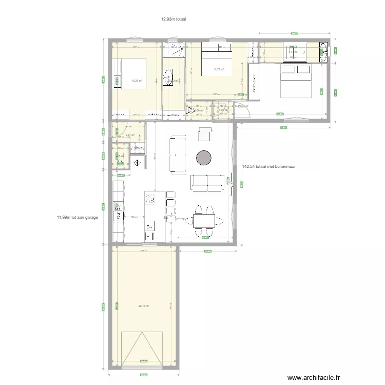 evi Barjac 2BADKAMERS met raam garage voorzijde voordeurzijkant. Floor plan with 