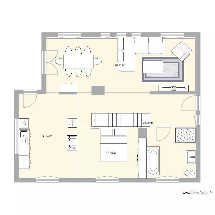 Our house - main floor. Floor plan with 4  and 81 m²
