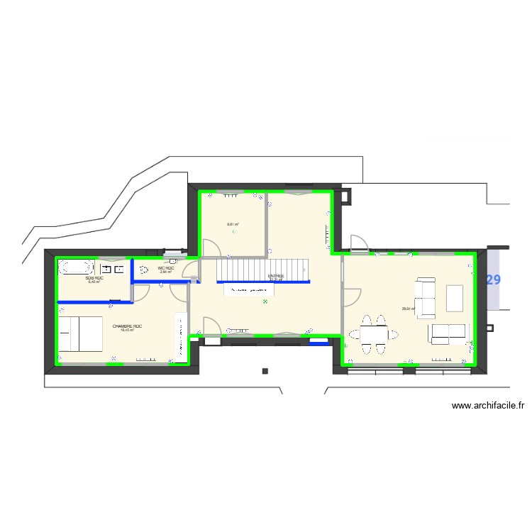 Colombes RDC v2. Floor plan with 0 room and 0 m2