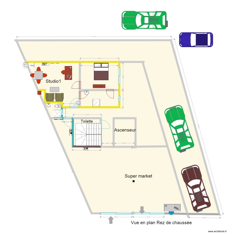Charles appartments rez de chauss&eacute;e real dim. Floor plan with 0 room and 0 m2