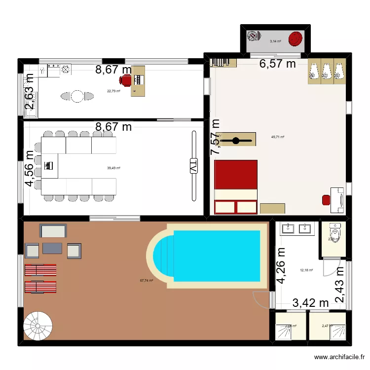 pudorys Lilly. Floor plan with 9  and 202 m²
