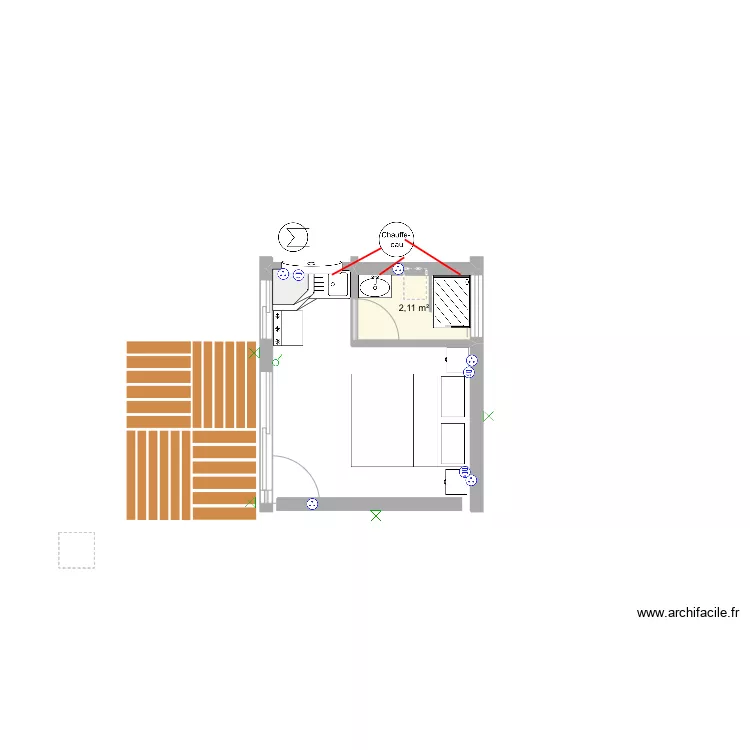 First plan of Tiny house. Floor plan with 