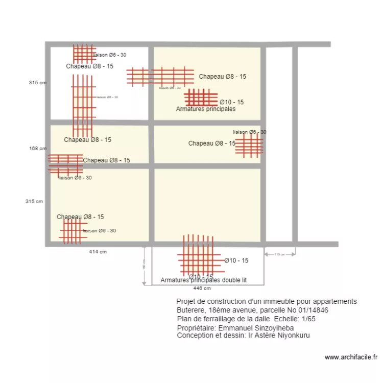 Musalac ferraillage. Floor plan with 