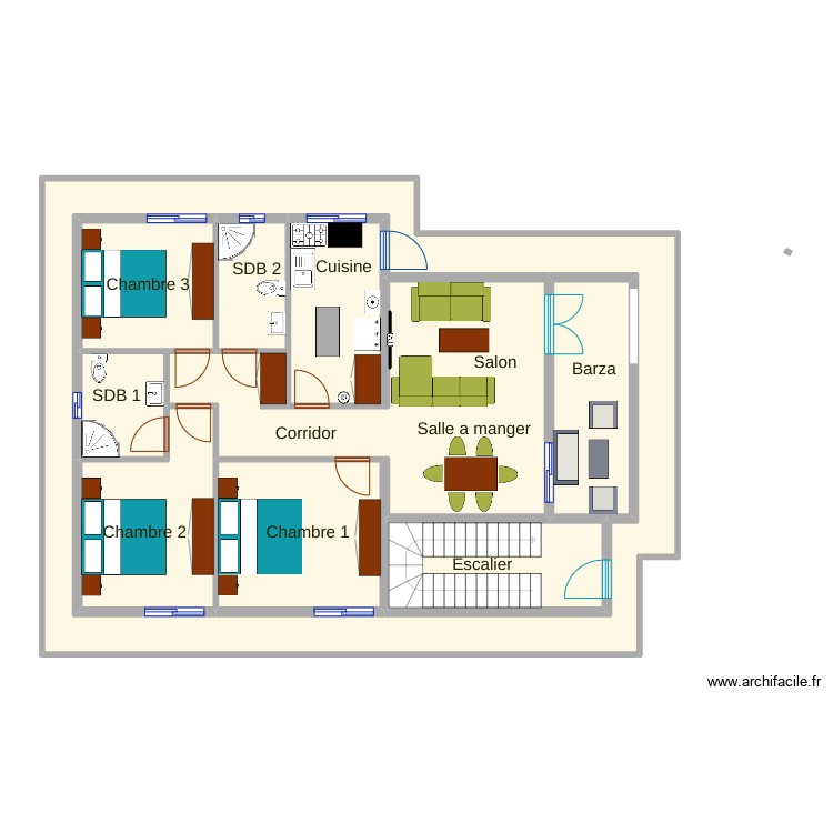 Eloi vue en plan rdc. Floor plan with 0 room and 0 m2
