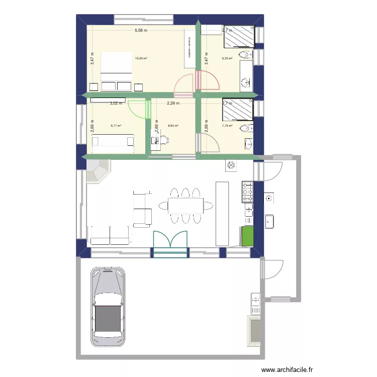 CasaNaCh&aacute;cara. Floor plan with 5  and 52 m²