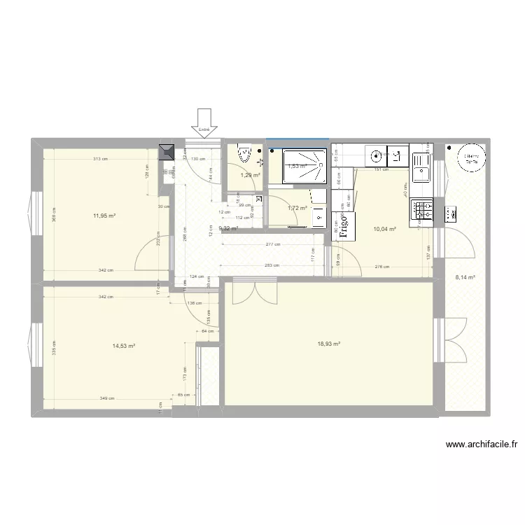Loussif Sabah Modification. Floor plan with 11  and 78 m²