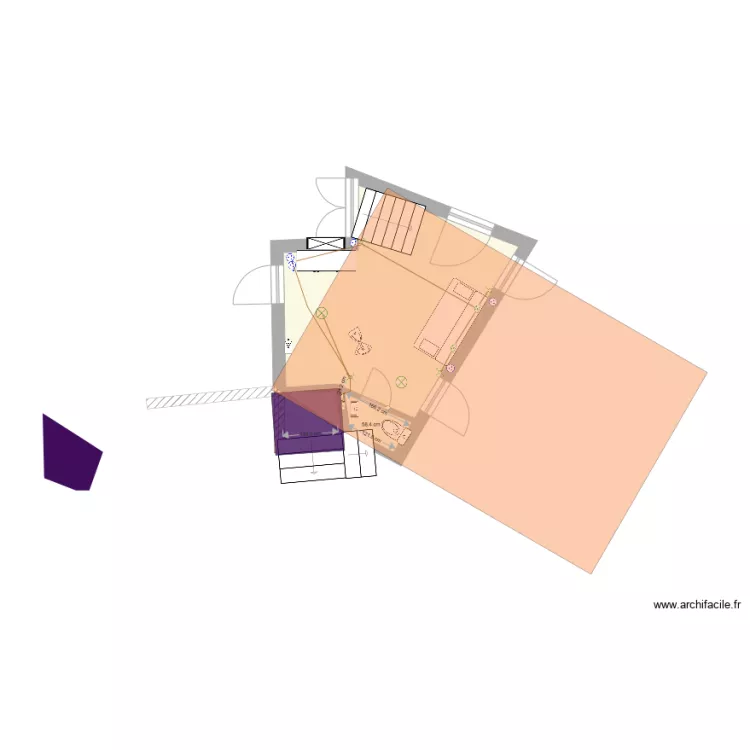 Entree avec toilette et Marquise. Floor plan with 