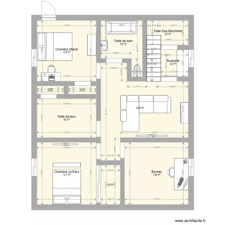 projet sous sols jo. Floor plan with 