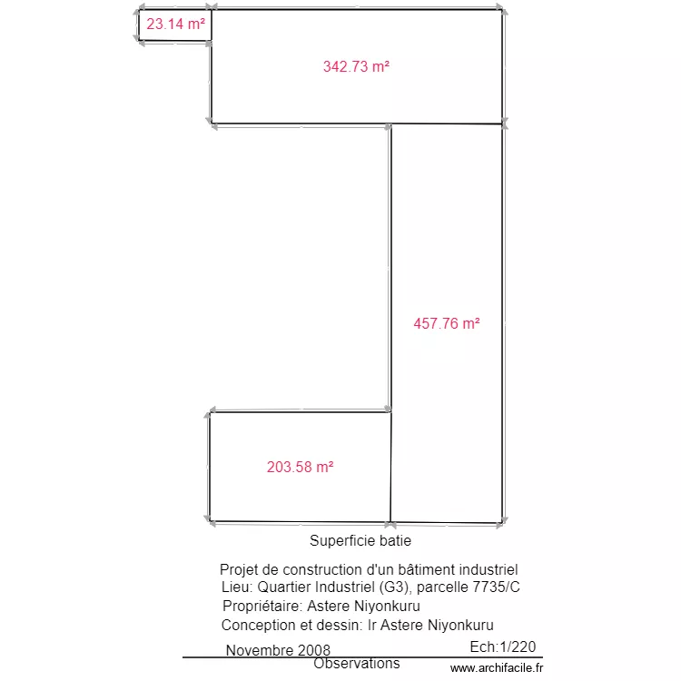 calcul surface batie A3. Floor plan with 