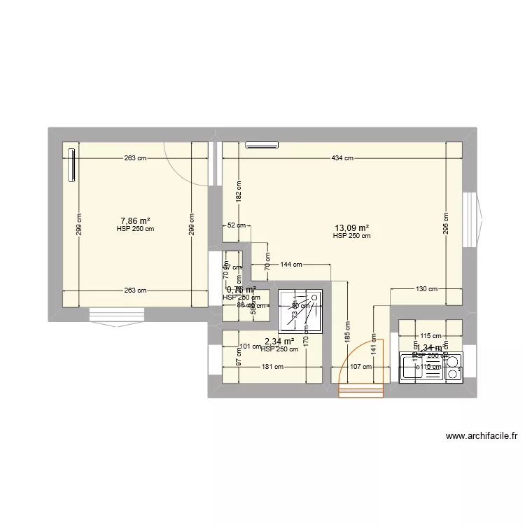 Appartement F. Floor plan with 