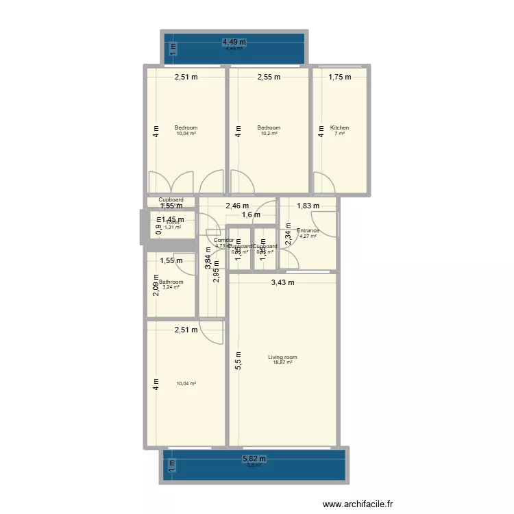 Plan modifié version théo. Floor plan with 13 and 83 m² Plan modifié version théo. Floor plan with 13 and 83 m²