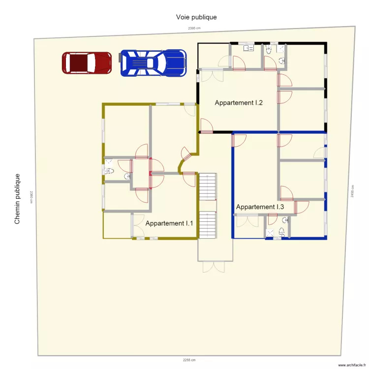 appartements INSS Rez de chaussee. Floor plan with 