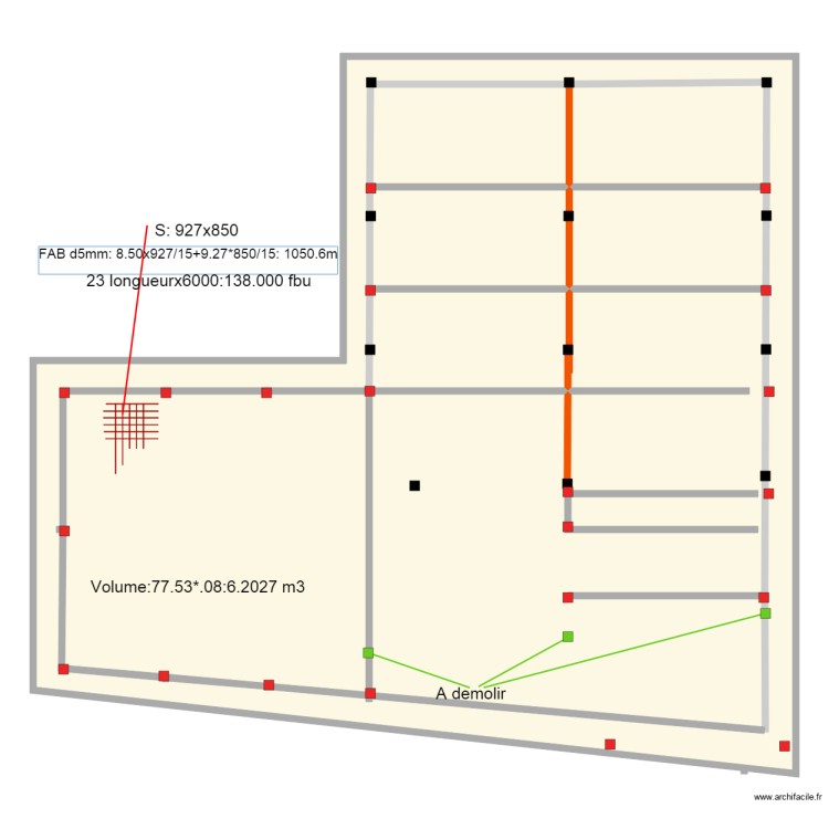 Radier trapeze. Floor plan with 0 room and 0 m2