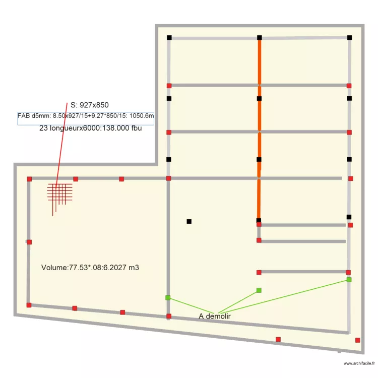 Radier trapeze. Floor plan with 