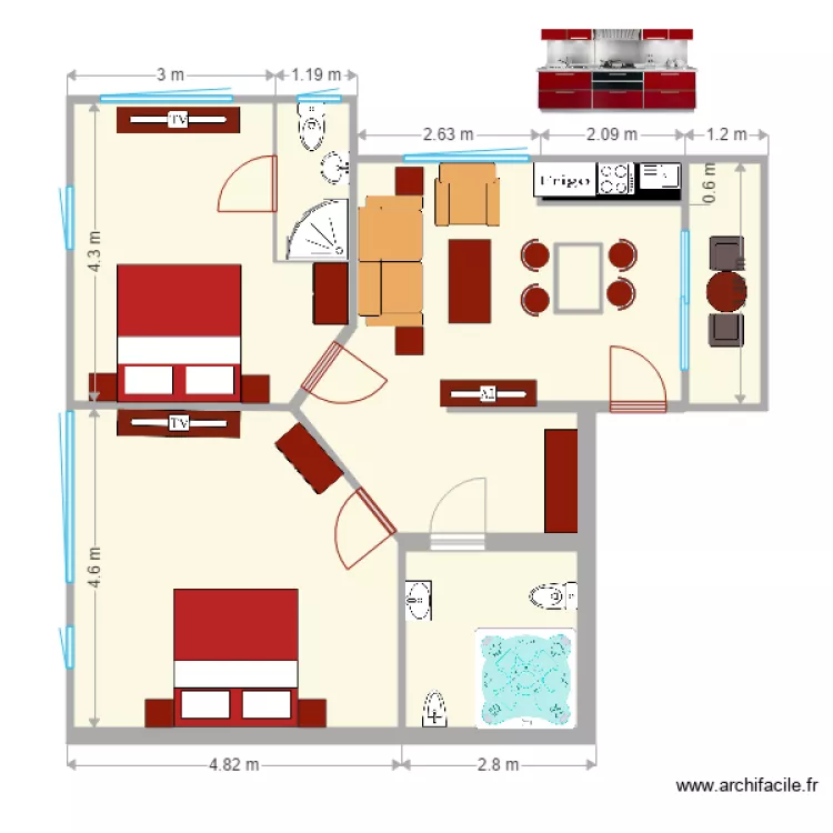 transfosuiteappart. Floor plan with 