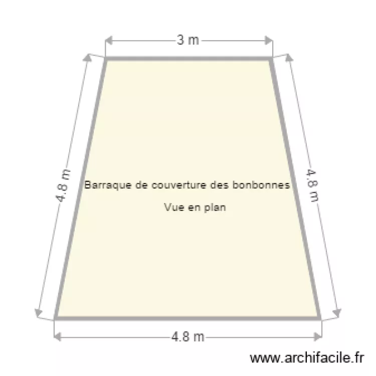 barraque pour bombonnes. Floor plan with 