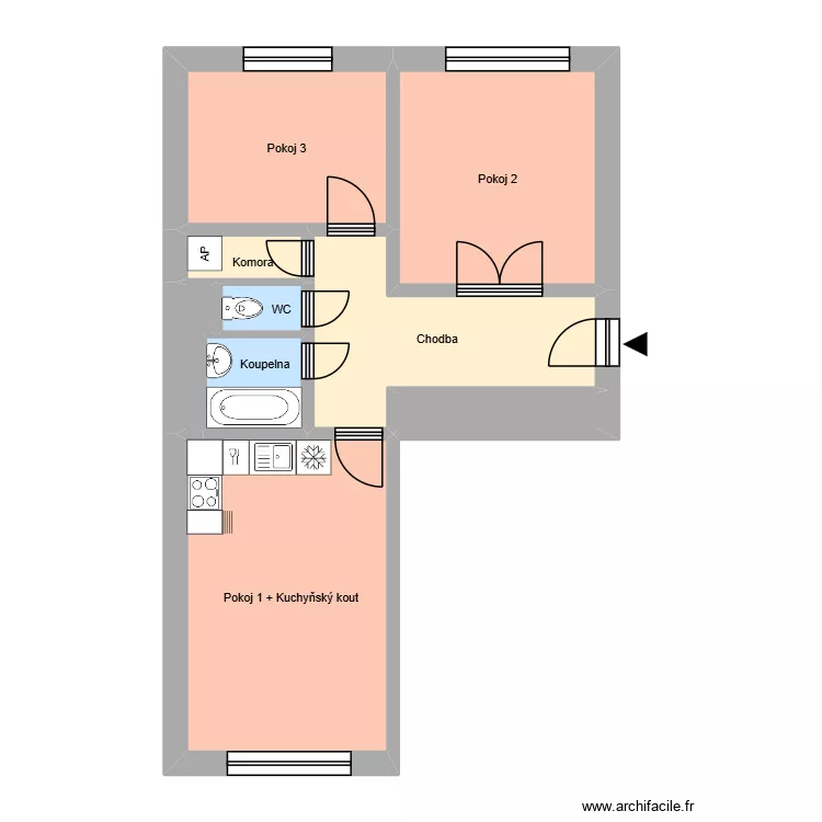 Bieblova 625, byt 5. Floor plan with 13  and 178 m²