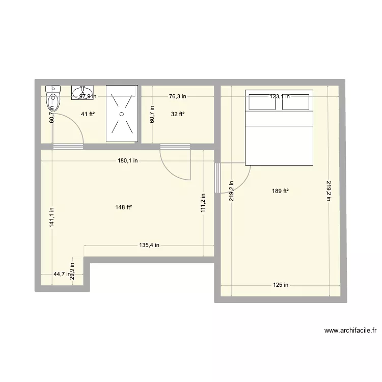 West Virginia. Floor plan with 4  and 38 m²