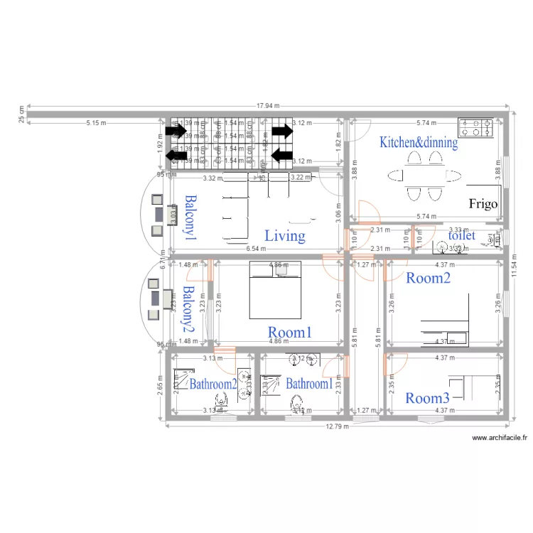 Plan Melino. Floor plan with 