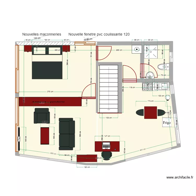 Appt IV new. Floor plan with 4  and 57 m²