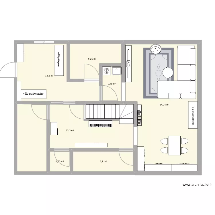 plan #2 sous-sol Derusha. Floor plan with 