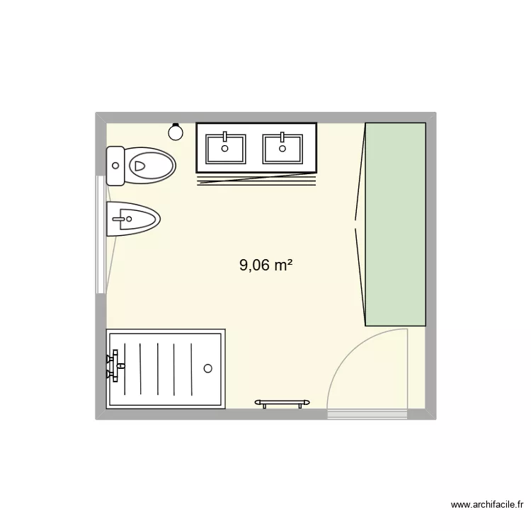 baño. Floor plan with 1 Room and 9 m² baño. Floor plan with 1 Room and 9 m²