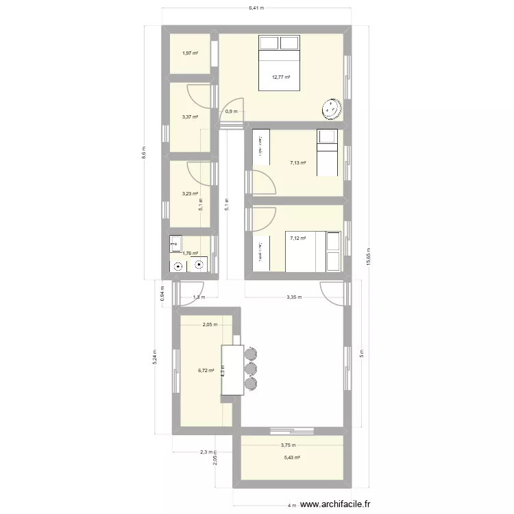 casa. Floor plan with 9  and 49 m²