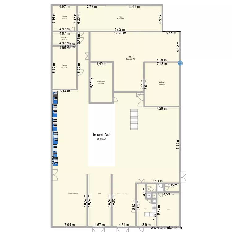 33  RDC. Floor plan with 15  and 1150 m²
