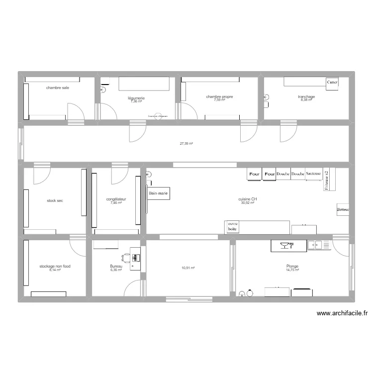 cuisine marche en avant 2.0. Floor plan with 