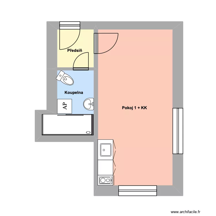 Ovocná 1996, byt 3. Floor plan with 3 Rooms and 25 m² Ovocná 1996, byt 3. Floor plan with 3 Rooms and 25 m²