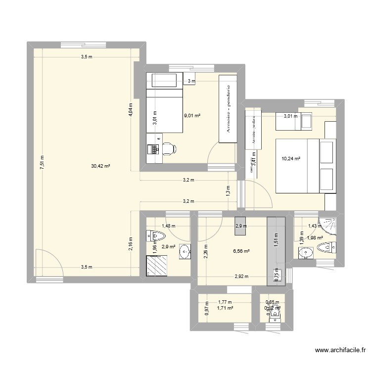 appart red. Floor plan with 0 room and 0 m2