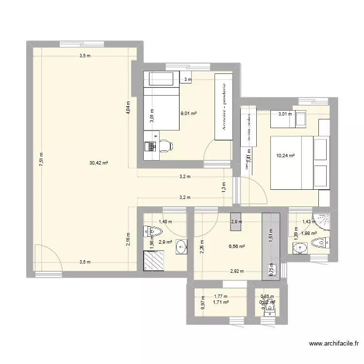 appart red. Floor plan with 