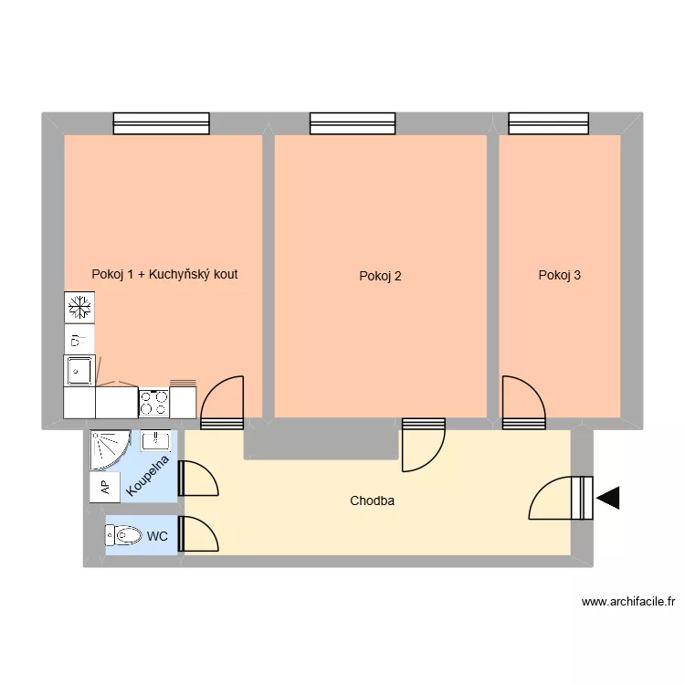 náměstí Jana Nerudy 614, byt 7. Floor plan with 8 and 75 m² náměstí Jana Nerudy 614, byt 7. Floor plan with 8 and 75 m²