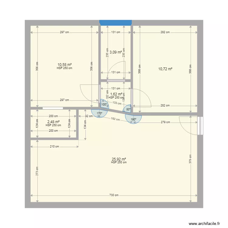 plano 2hab y despensa. Floor plan with 