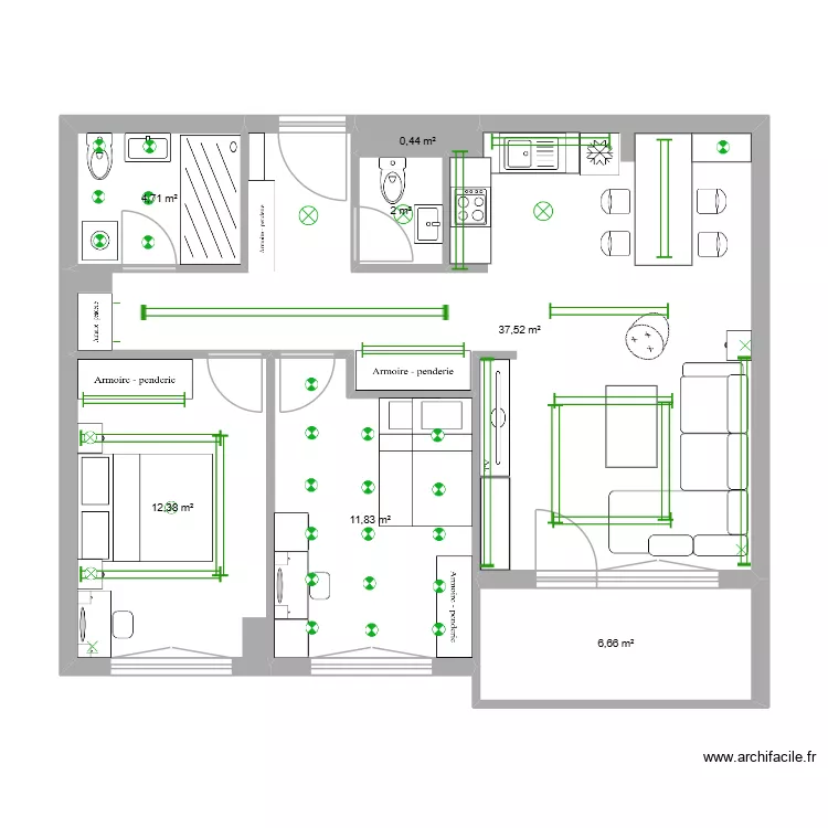 Diplomski rad - rasveta. Floor plan with 7  and 76 m²