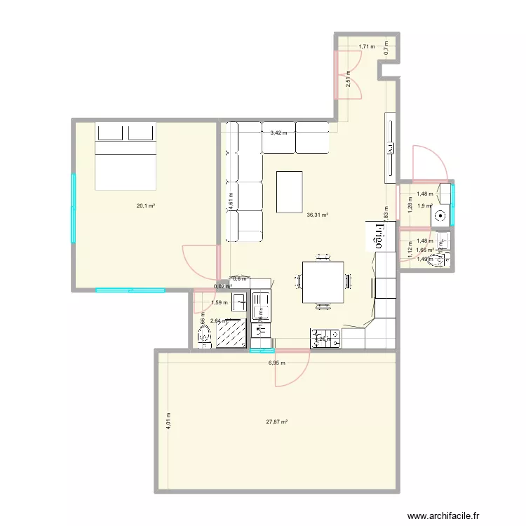 My house. Floor plan with 7  and 91 m²
