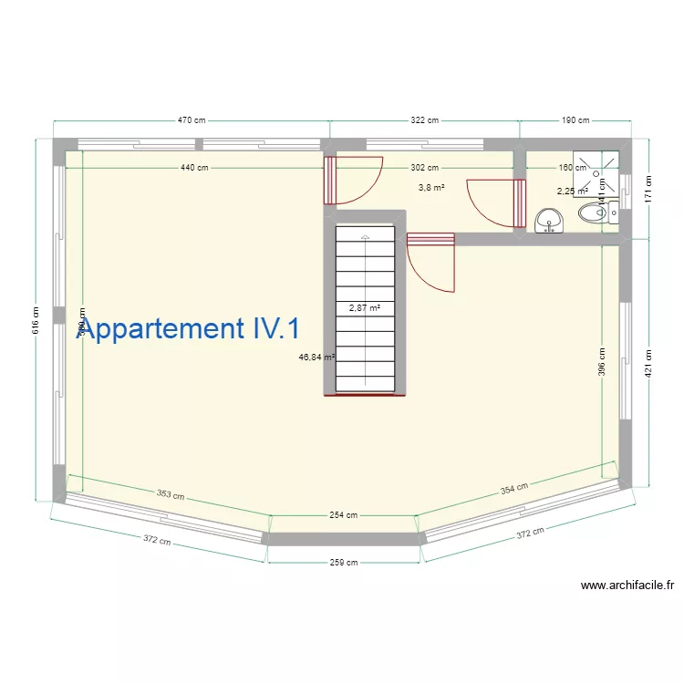 Superficie appartement IV. Floor plan with 