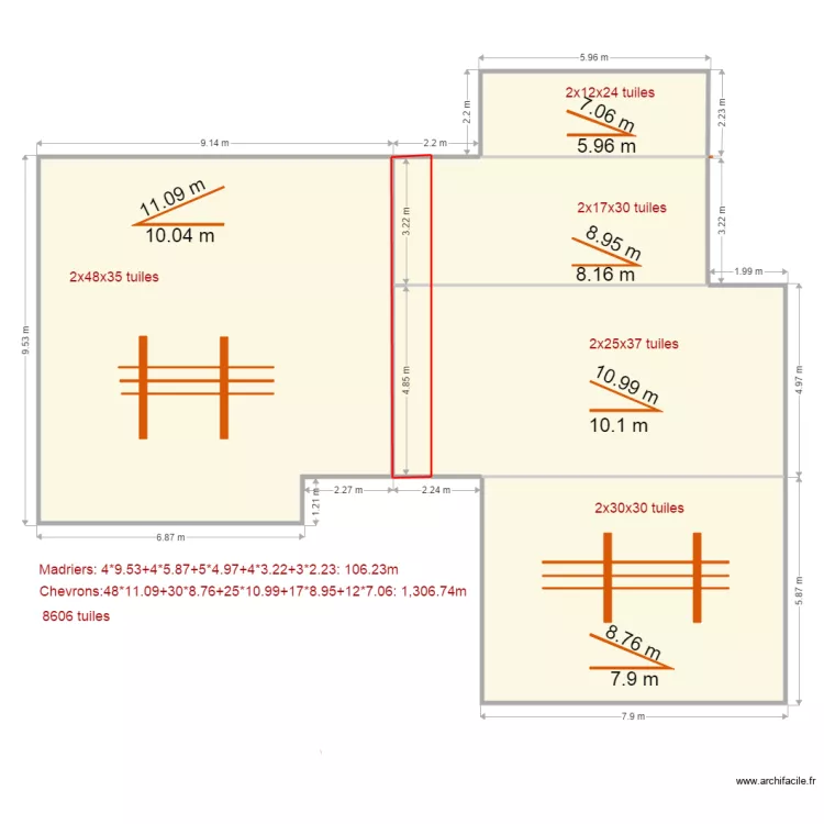 detail toiture. Floor plan with 